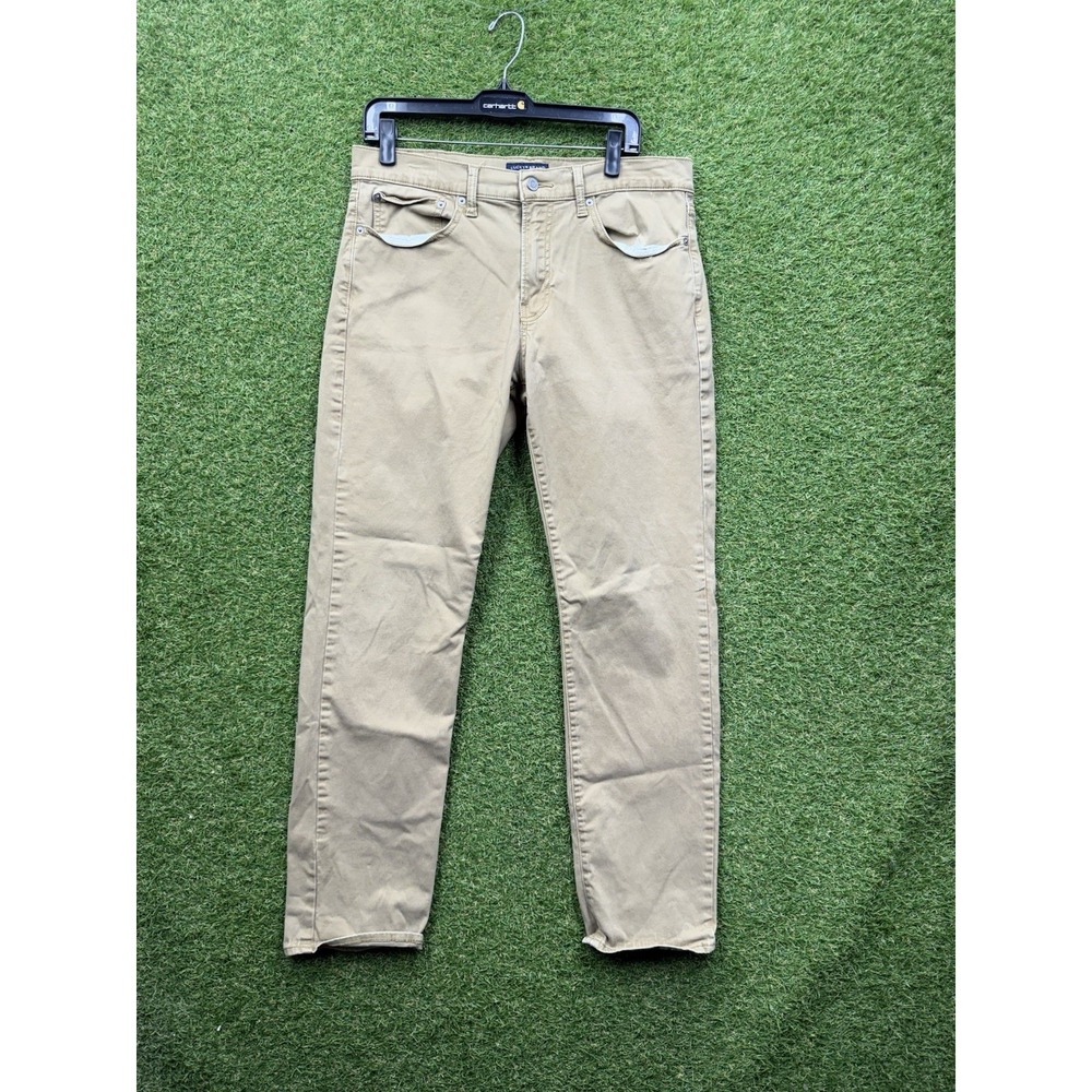Lucky Brand Jeans Mens 34X32 Khaki 121 Slim Straight Stretch Preppy Casual Dress